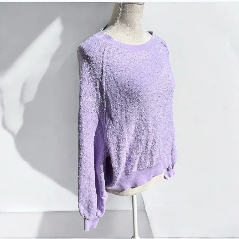 🌻Free People Found My Friend Purple Textured Knit Sweatshirt Women’s Size XS/S